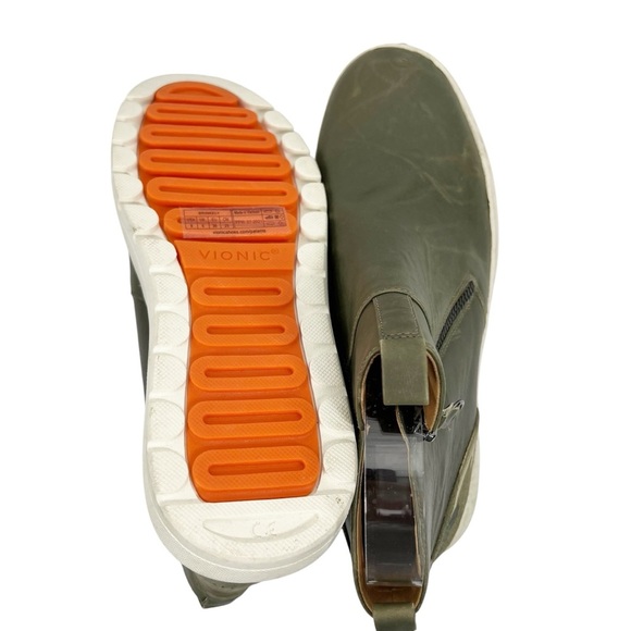 VIONIC Brinkely Side Zip Leather Sneaker Bootie Olive Green Camo Size 8 - Picture 2 of 8